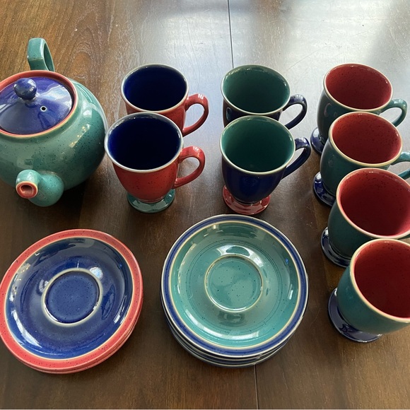 17 piece Denby Harlequin Tea/Coffee set - Picture 1 of 3